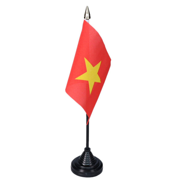 Vlag Vietnam tafelvlaggetjes - 1x - 10 x 15 cm vlag in houder