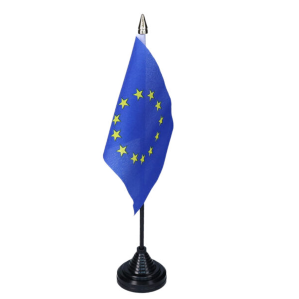 Vlag Europa tafelvlaggetjes - 1x stuks - 10 x 15 cm vlag - met zwarte standaard