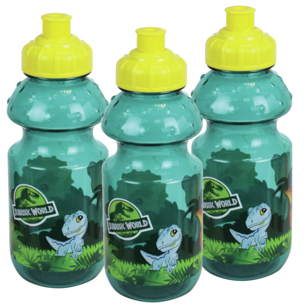 3x jurassic world dinosaurus bidon - pop-up drinkbeker - 350 ml - drinkfles voor school