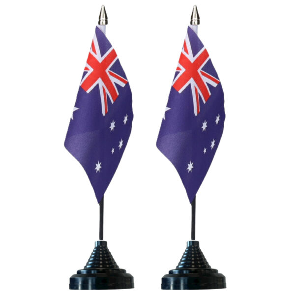 Vlag Australie tafelvlaggetjes - 6x stuks - 10 x 15 cm vlag - met zwarte standaard