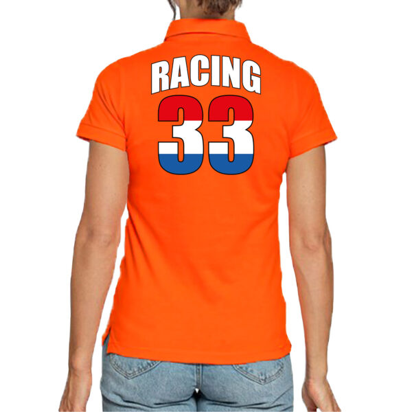 Oranje poloshirt Racing 33 supporter / race fan voor dames