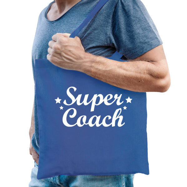 Bellatio Decorations cadeau tas voor coach/trainer - katoen - 42 x 38 cm - super coach