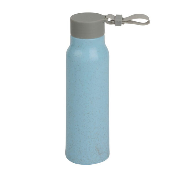 Glazen waterfles/drinkfles - lichtblauw coating - met kunststof schroefdop - 300 ml - Sportfles - Bi