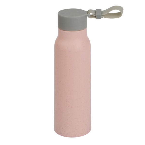 Glazen waterfles/drinkfles - lichtroze coating - met kunststof schroefdop - 300 ml - Sportfles - Bi