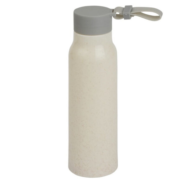 Glazen waterfles/drinkfles - beige coating - met kunststof schroefdop - 300 ml - Sportfles - Bidon