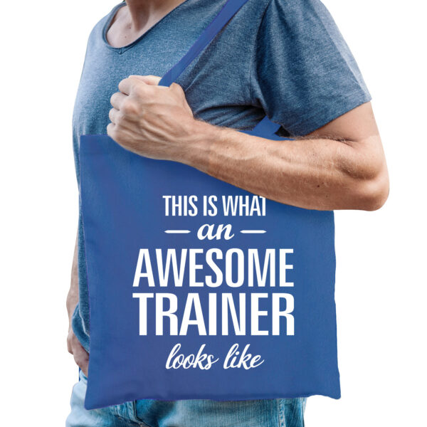 Bellatio Decorations cadeau tas voor trainer/coach - katoen - 42 x 38 cm - geweldige trainer