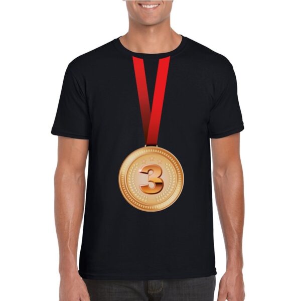 Winnaar bronzen medaille shirt zwart heren
