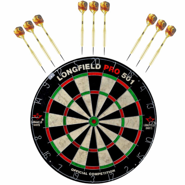 Dartbord set compleet van 45.5 cm met 9x Bulls dartpijlen van 21 gram