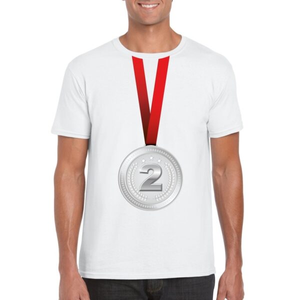 Winnaar zilveren medaille shirt wit heren