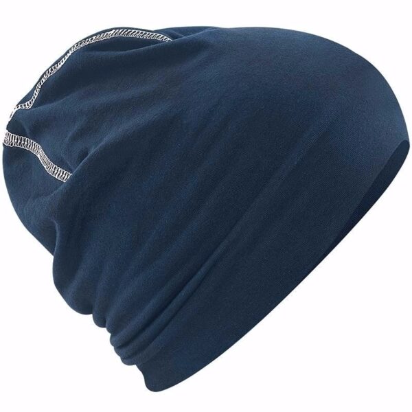 Katoenen stretch sport beanie navy blauw voor volwassenen