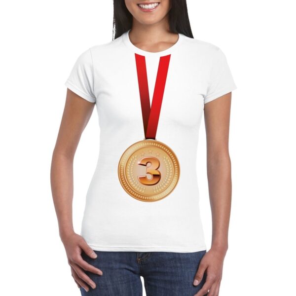 Kampioen bronzen medaille shirt wit dames