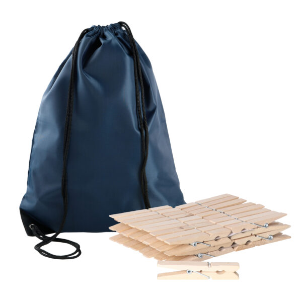 Sorbo Wasknijpers Voordeelzak - met 180x houten wasknijpers - In tasje met hengsels - donkerblauw