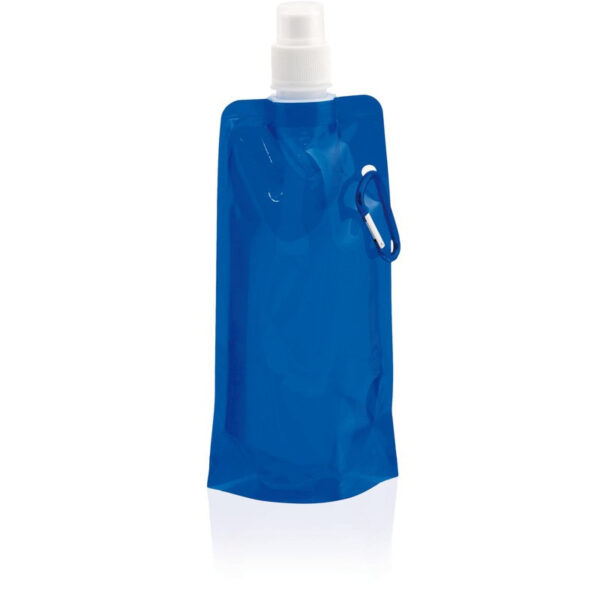 Waterzak/bidon - Set van 4x stuks - blauw - navulbaar - opvouwbaar met haak - 400 ml - festival/outd