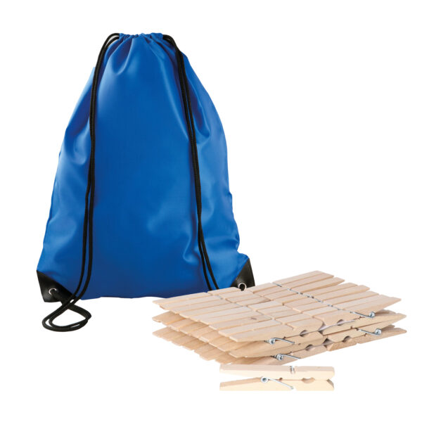 Sorbo Wasknijpers Voordeelzak - met 180x houten wasknijpers - In tasje met hengsels - blauw