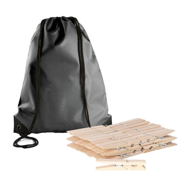 Sorbo Wasknijpers Voordeelzak - met 180x houten wasknijpers - In tasje met hengsels - donkergrijs