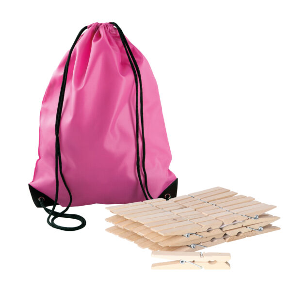 Sorbo Wasknijpers Voordeelzak - met 180x houten wasknijpers - In tasje met hengsels - roze