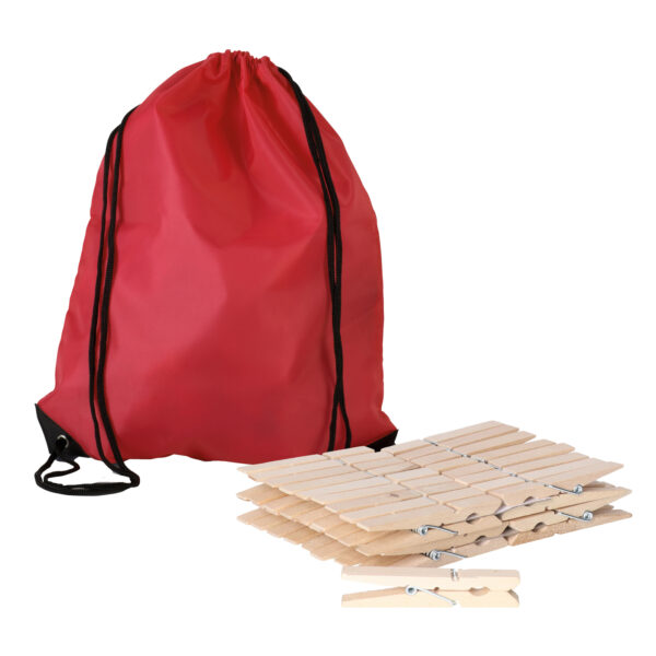 Sorbo Wasknijpers Voordeelzak - met 180x houten wasknijpers - In tasje met hengsels - rood