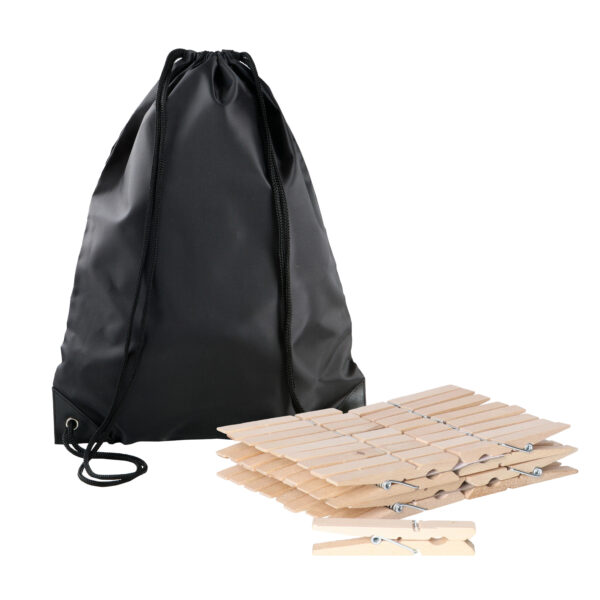 Sorbo Wasknijpers Voordeelzak - met 180x houten wasknijpers - In tasje met hengsels - zwart