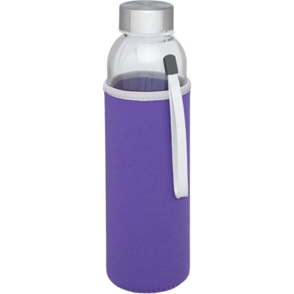 Glazen waterfles/drinkfles - softshell hoes - paars - 500 ml - Bidon