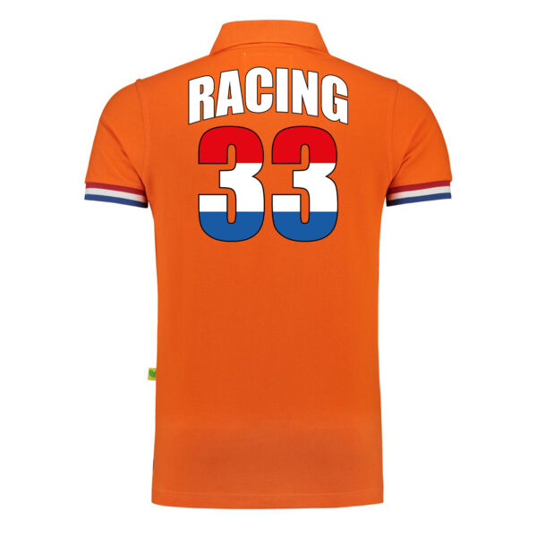 Luxe grote maten racing 33 coureur supporter / race fan poloshirt 200 grams oranje
