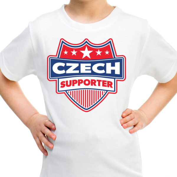 Tsjechie / Czech schild supporter t-shirt wit voor kinderen