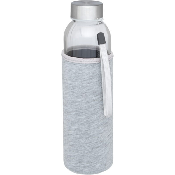 Glazen waterfles/drinkfles - softshell bescherm hoes grijs - 500 ml - Sportfles - Bidon