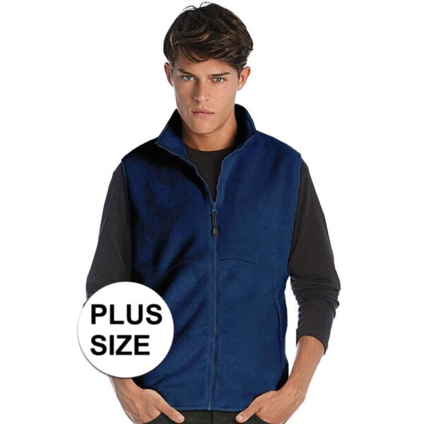 Plus size mouwloze fleece sport vesten navy blauw voor heren