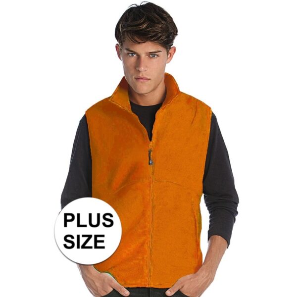 Plus size mouwloze fleece sport vesten oranje voor heren