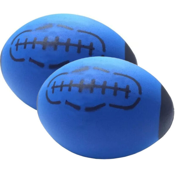 T&F Creations rugby bal - 2x - blauw - foam - 24 cm - sport ballen - American football - schuimrubbe