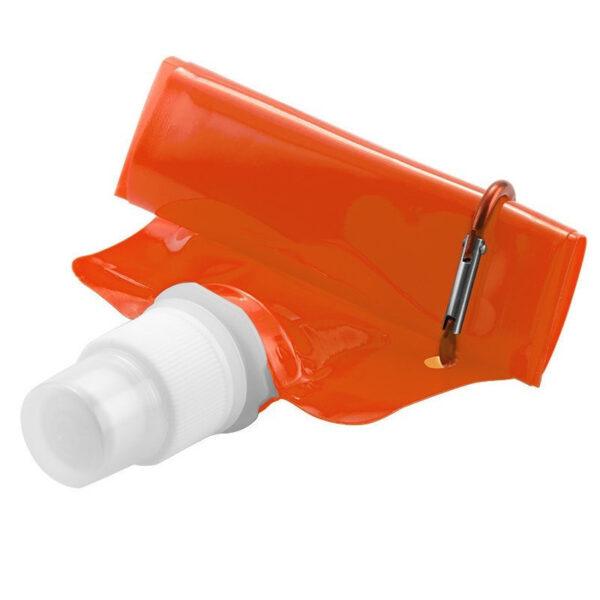 Waterzak - Set van 6x stuks - oranje - navulbaar - opvouwbaar met haak - 400 ml - festival/outdoor