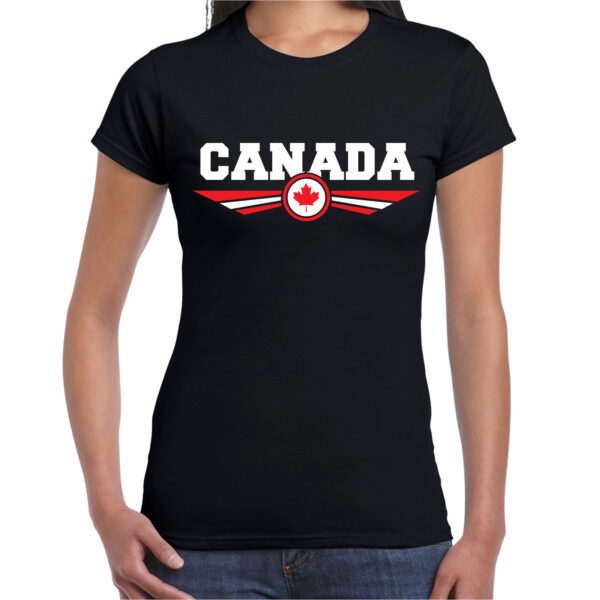 Canada landen shirt met Canadese vlag zwart voor dames