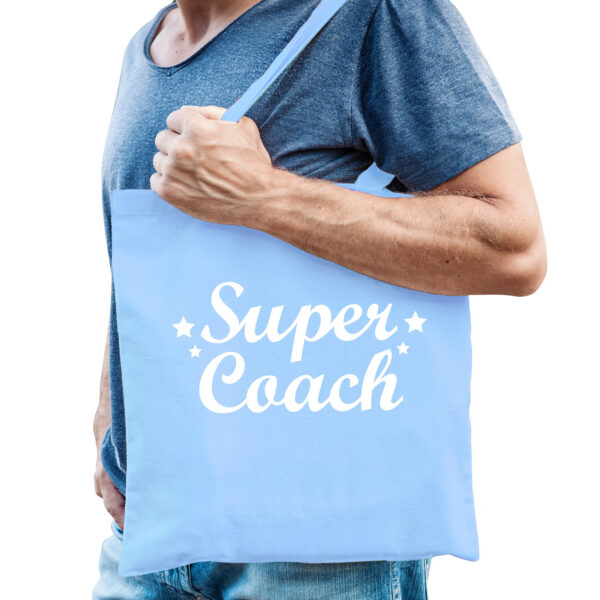Bellatio Decorations cadeau tas voor coach/trainer - katoen - 42 x 38 cm - super coach