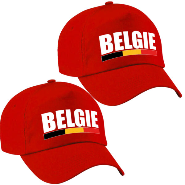 2x stuks belgie landen pet/baseball cap rood volwassenen