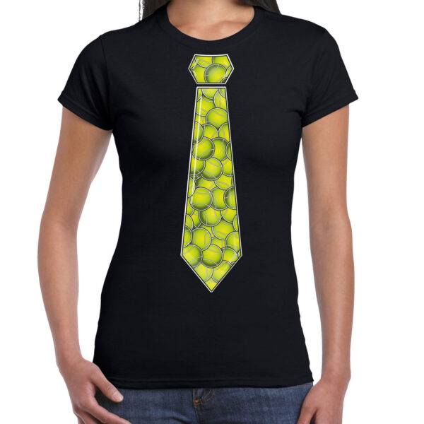 BD Verkleed T-shirt dames - zwart - tennis racket stropdas - sport