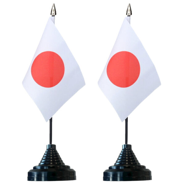 Vlag Japan tafelvlaggetjes - 6x stuks - 10 x 15 cm vlag - met zwarte standaard