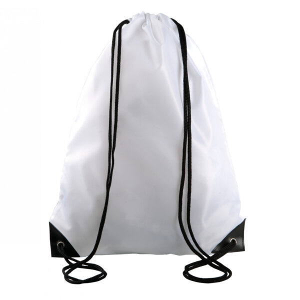 Gymtas met rijgkoord - wit - 34 x 44 cm - 11L - sport draagtas - polyester - verstevigde hoeken
