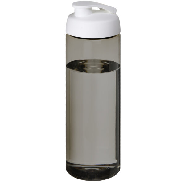 Sport bidon Hi-eco gerecycled kunststof - drinkfles/waterfles - donkergrijs/wit - 850 ml