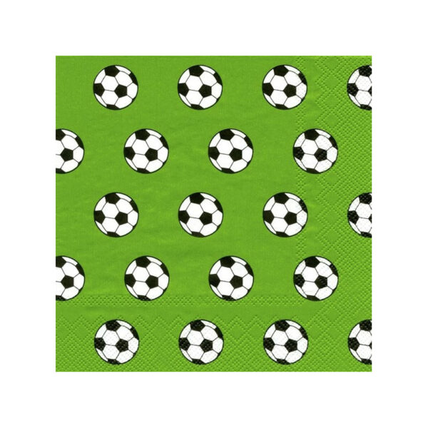 Voetbal ballen thema tafel servetten - groen - 3 laags - 20x stuks - 33 x 33 cm - sport