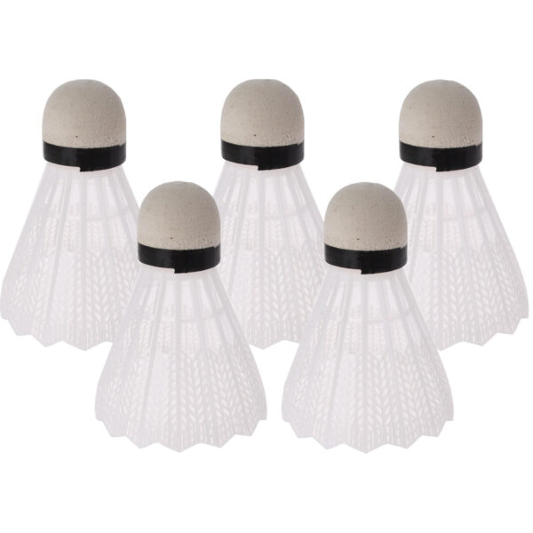Badminton shuttles - 5x - wit - kunststof - 7 cm - shuttles voor spel/vakantie/camping