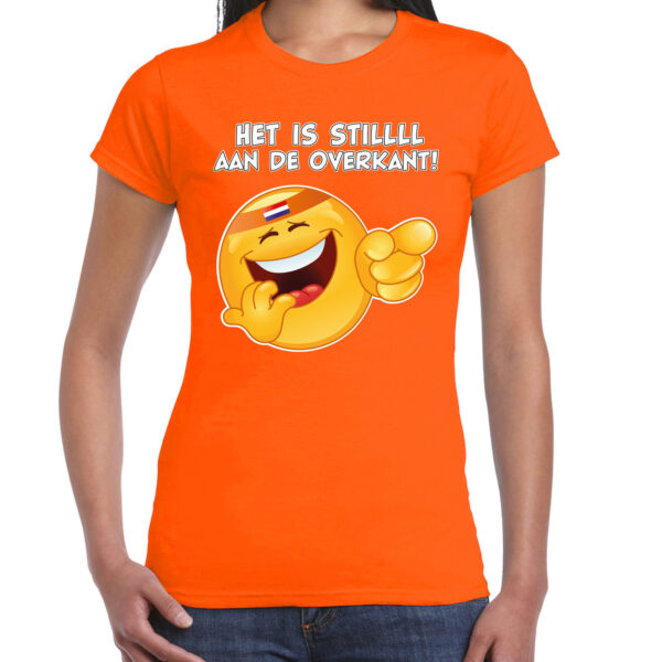 Bellatio Decorations Oranje supporter shirt dames - emoji - oranje - EK/voetbal - Nederland