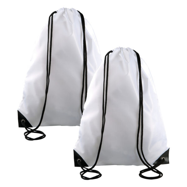 Gymtas met rijgkoord - 2x - wit - 34x44 cm - 11L - rugzak - polyester
