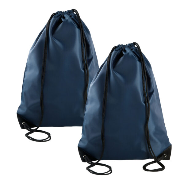 Sport gymtas/draagtas met rijgkoord - 2x - donkerblauw - 34 x 44 cm
