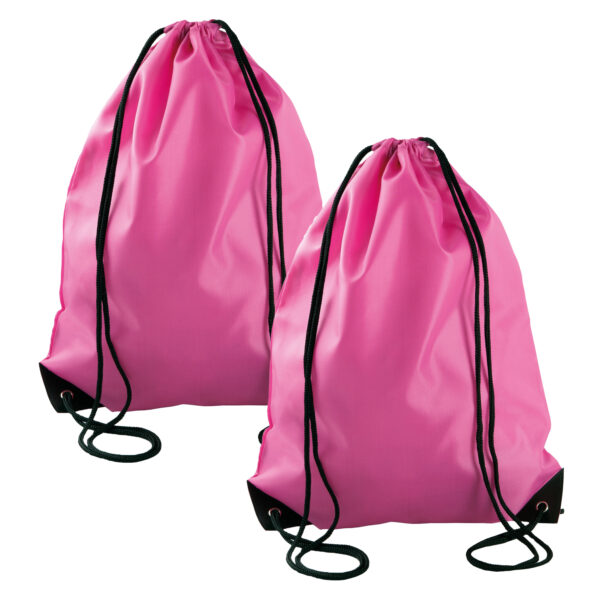 Sport gymtas/draagtas rijgkoord - 2x - fuchsia roze - 34 x 44 cm - polyester - verstevigde hoeken