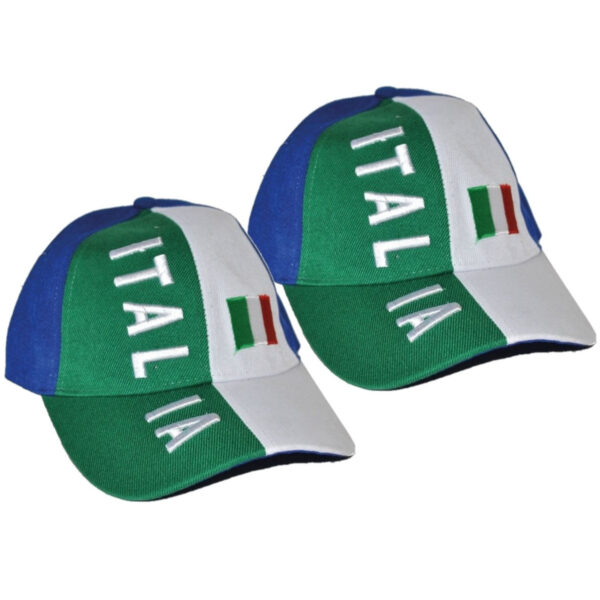 2x stuks baseball caps Italie supporter verkleedaccessoire