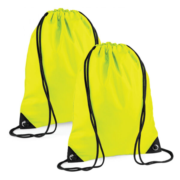 Nylon sport/zwemmen gymtas met rijgkoord - 2x - 45 x 34 cm - geel - Kinder tasjes - 12L