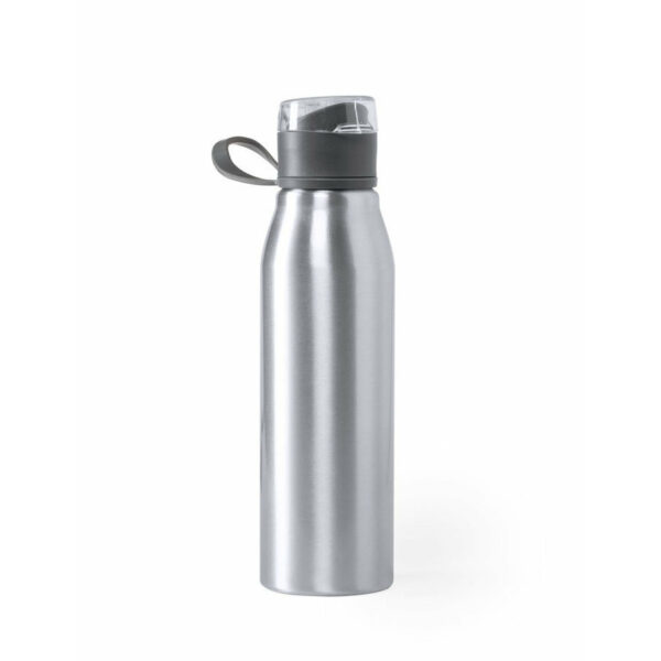 Waterfles / drinkfles / bidon / sportfles - Aluminium - metallic zilver - schroefdop - 700 ml