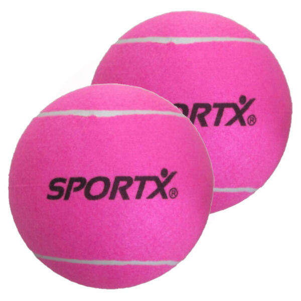 Sportx Jumbo Tennisbal - 2x - XXL - roze - 22 cm - buiten spelen - speelgoed