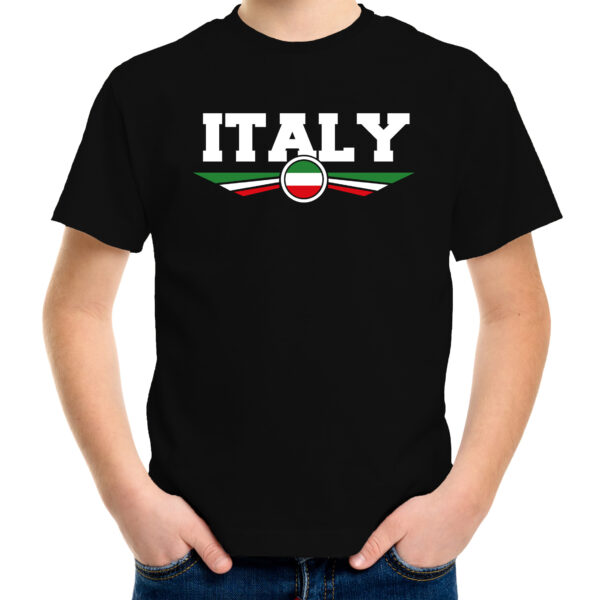 Italie / Italy landen shirt met Italiaanse vlag zwart voor kids