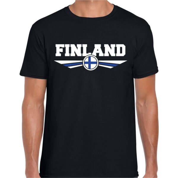Finland landen shirt met Finse vlag zwart voor heren