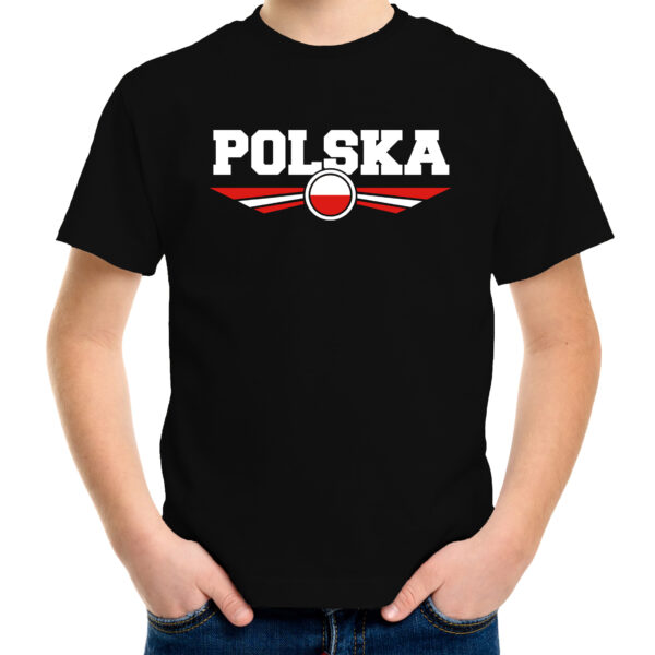 Polen / Polska landen shirt met Poolse vlag zwart voor kids